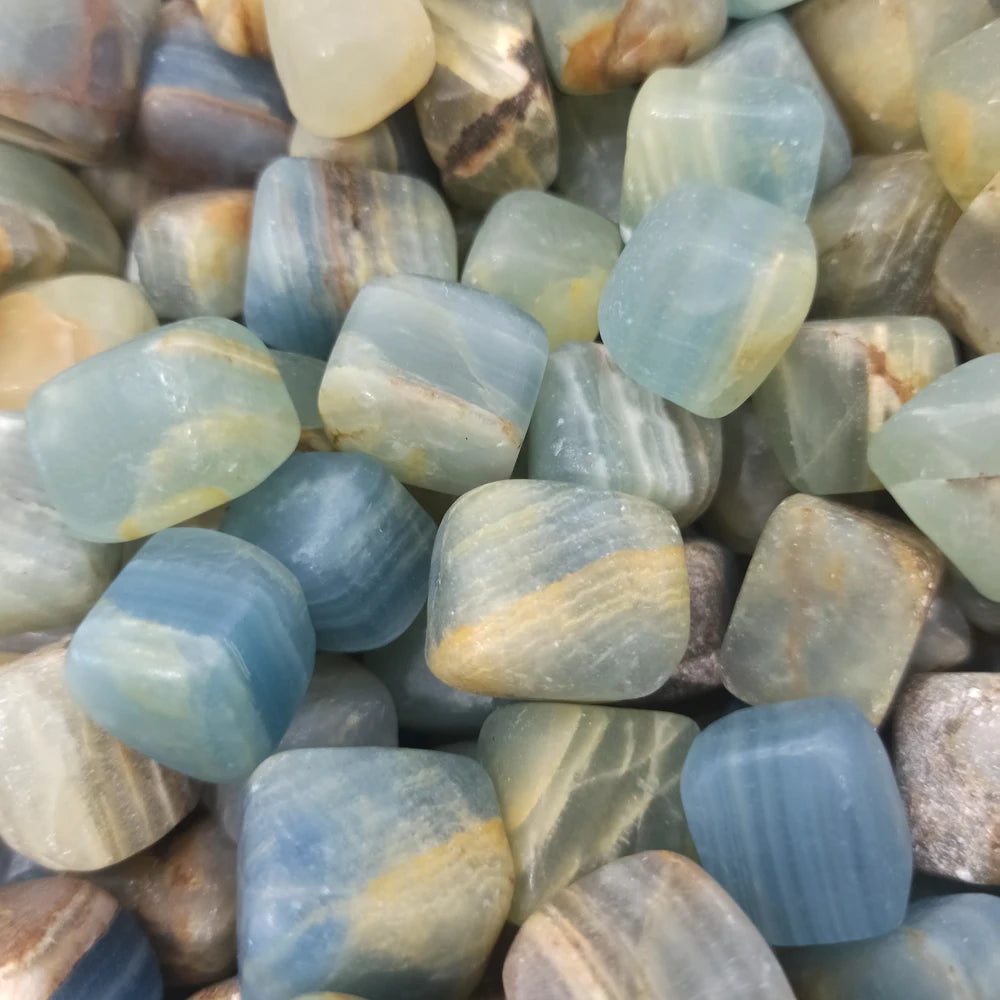 Bulk Sale Natural Crystal Healing Stones Blue Onyx Towers Blue Caribbean Calcite Cube Tumbled Stone