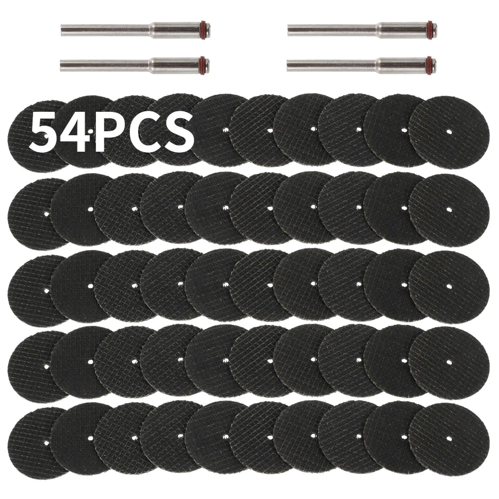 54pcs/Pack 32mm DIY Grade Abrasive Cutting Disc Mandrels Hot Press Grinding Wheels for Dremel Metal Rotary Tool Saw Blade OEM