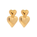 G2147 INS Trendy Jewelry Double Heart Shaped Earring Stainless Steel 18K Gold PVD Plated Smooth Love Heart Drop Stud Earrings