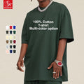 SK Heavy 260g 100% Cotton Men's Oversize T-shirt Custom Printed Embroidery round Neck with Shoulder Foam O-Neck Blank T-shirt