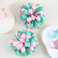 Spring Hair Accessories Grosgrain Ribbon Ball Flower Loopy Puffs Hair Bow Clip Round Loopy Hair Clip for Toddle Girls