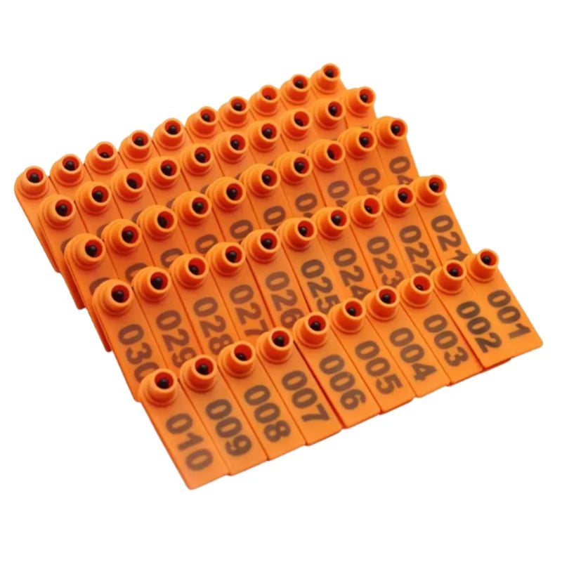 Factory Price Animal Ear Tag 001-100 Numbers Orange  Farm Equipment Cattle Sheep Goat Ear Tag