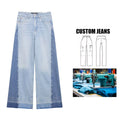 Brand Customization Women's High-Waist Wide Leg Draped Loose Fit Jeans New Patchwork Design Casual Vintage Breathable Washed