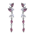 Elegant 925 Silver Jewelry Rhodium Plated Natural Pyrope Leaf Drop Earrings for Women Trendy Style for Wedding or Party