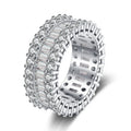 High Quality Full Pave AAA Cubic Zirconia Band Rings Shine CZ Baguette Rhodium Plated Rings Jewelry Women Men Wedding Engagement