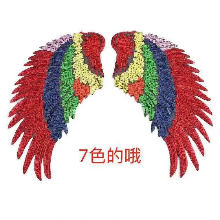 Fashion DIY Accessories Sew on Feather Patches Large Sequins Wing Patch for Clothing Applique