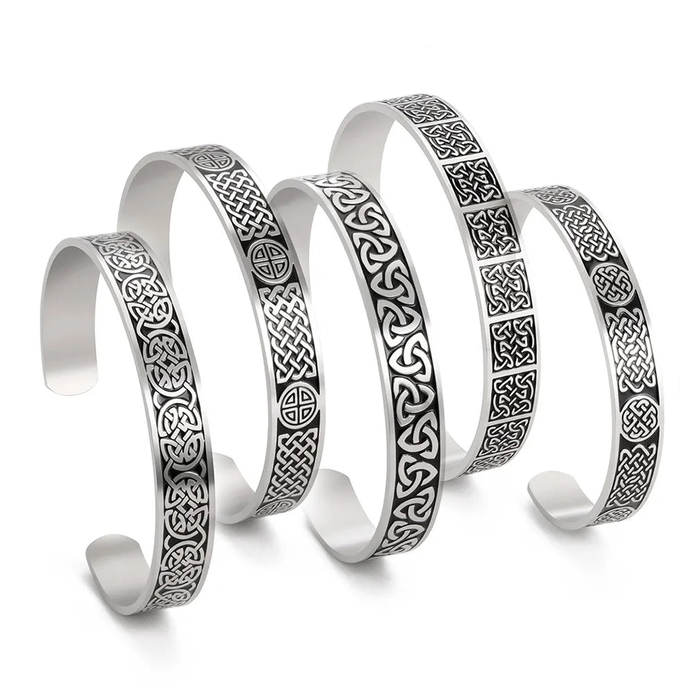Stainless Steel Men Cuff Bangles Celtics Knot Viking Bracelet Vintage Amulet Talisman Jewelry Christmas Present