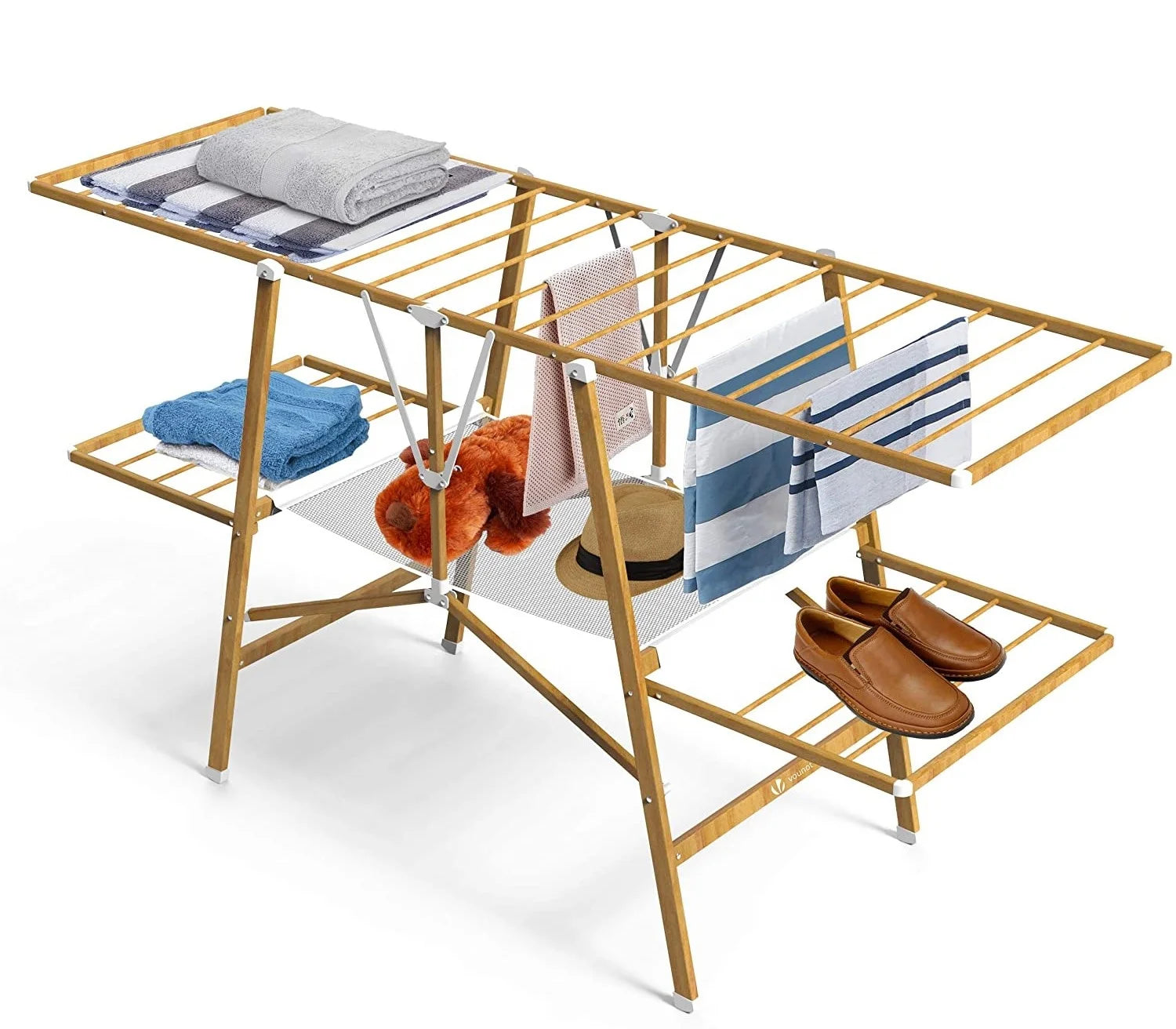 Clothes Drying Rack Natural Colour Foldable  /European Popular  Metal Garment Rack / Laundry Towel Hangers