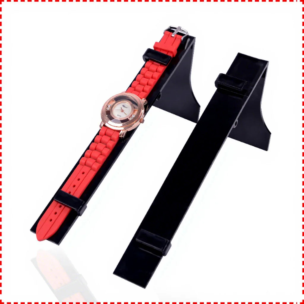 Premium Acrylic Single Watch Display Stand Clear Black  Versatile Dual-Orientation (Vertical & Horizontal)
