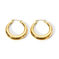 Wholesale Geometric Trendy Minimalist 316 Stainless Steel 18K PVD Plating Hollow CC Hoop Earrings Waterproof for Unisex