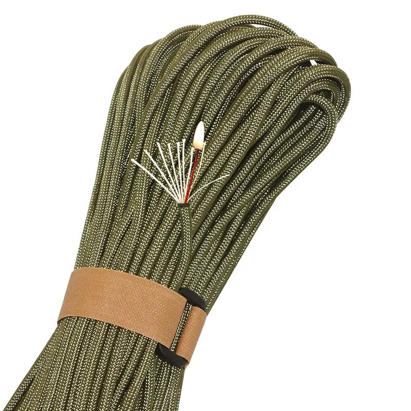 4mm Thick 10 Strands Bushcraft 550 Paracord Survival Red Tinder Fire Craft Paracord for Outdoors