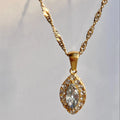 2022 Dazan New Ins 18k Gold Plated 316l Stainless Steel Tarnish Free  Marquise White Zircon Water Wave Chain Necklace for Women