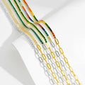FUAMAY 925 Sterling Silver Half Cuban Link Half Colorful Tennis Chain Collana Tennis 2 mm Collana Tennis Regolabile Argento