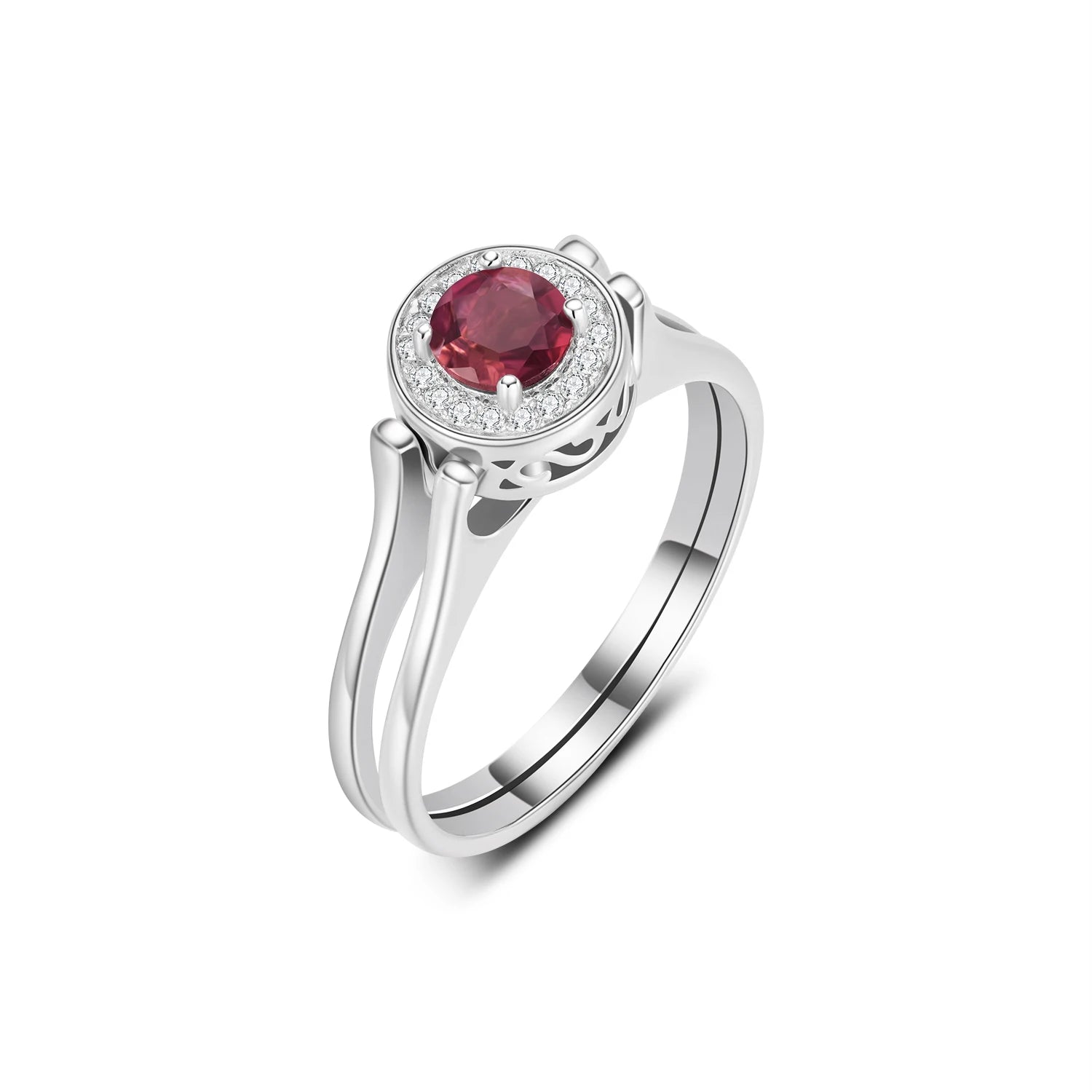 YBO Designer Double Layer 925 Sterling Silver Engagement Ring Two Rotating Tourmaline Gemstones Trendy Fine Anniversary Party