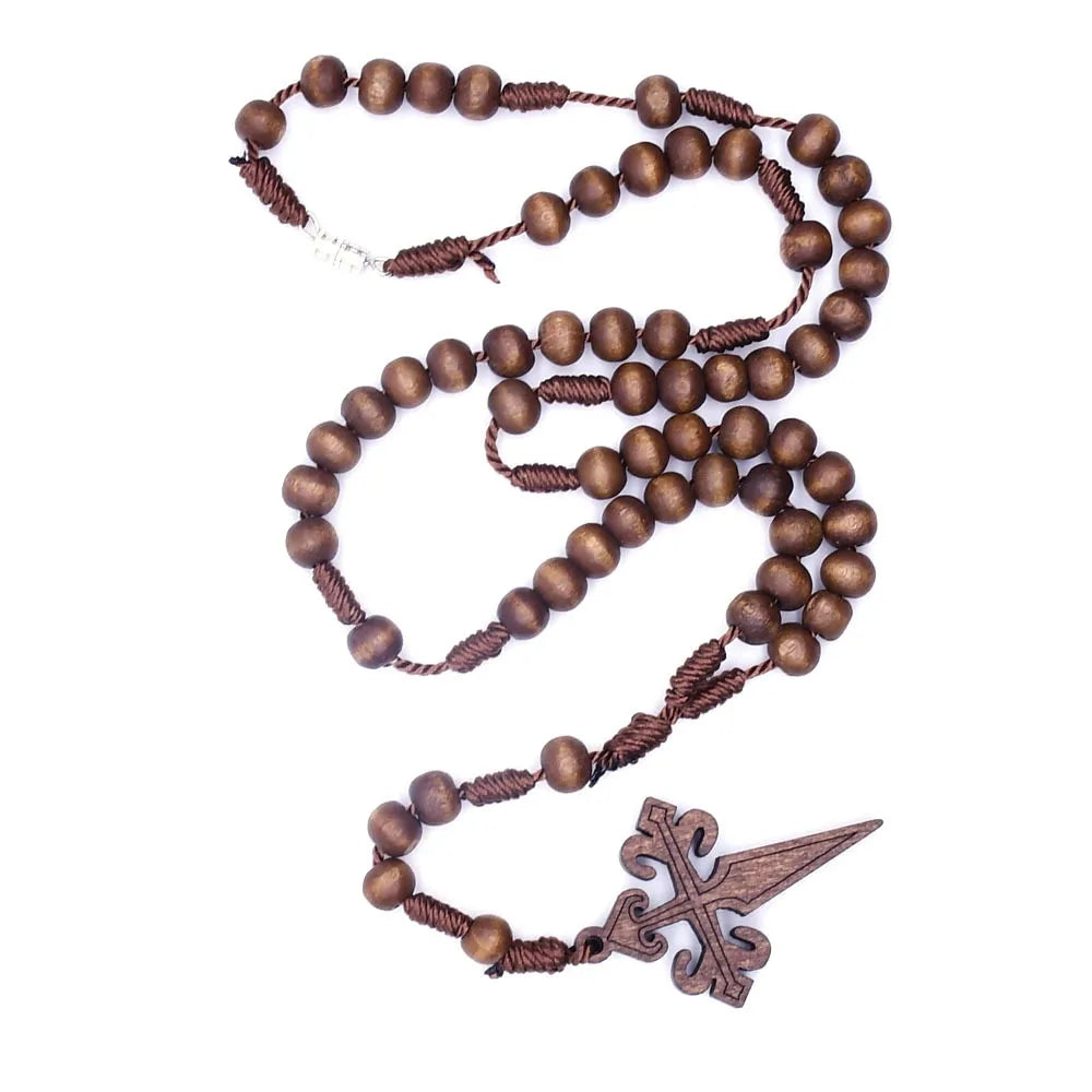 Cheap Catholic  Islamic Muslim 6*7mm Hand-woven Brown Wooden Rosary Beads  Short Necklace