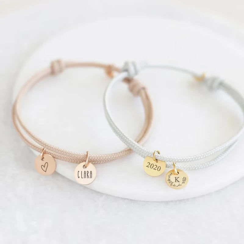 Personalized Sailing Rope Bracelet Custom Name Stainless Steel Charm Bracelet Friendship Jewelry