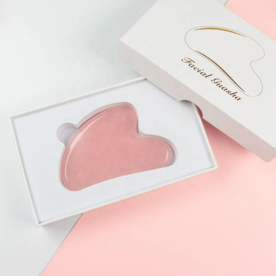 Facial Custom pink Rose Quartz Gua Sha Scraping Massage Guasha Tool