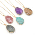 New Design Natural Stone Pendant Necklace Waterproof Non-fading Hypoallergenic 18k Gold Plated Necklace for Gift