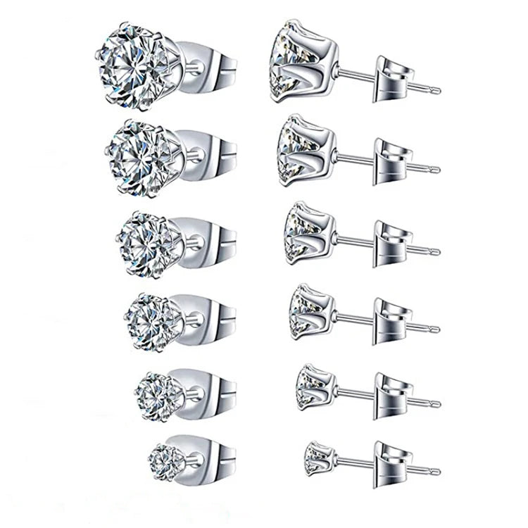 CAOSHI Fashion Jewelry Daily Casual Zirconia Earrings Simple Silver Plated Diamond Stud Earrings for Men Women
