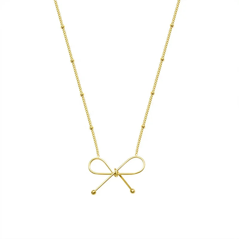 Wholesale Simple Stainless Steel Bracelet and Necklace Set 18K Gold Plated Trendy Butterfly Geometric Design Jewelry