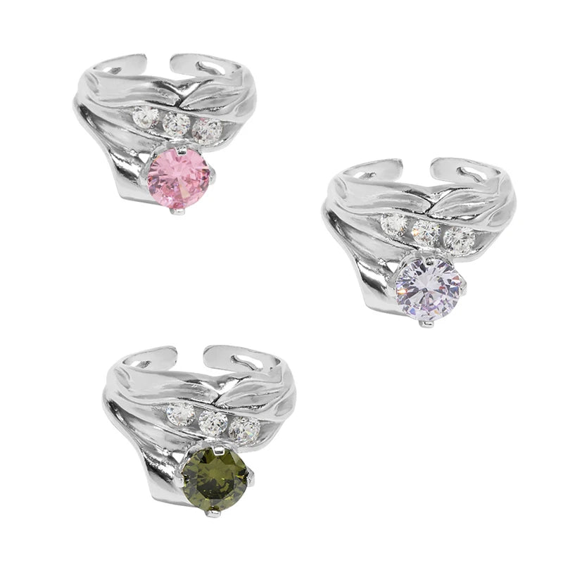 WuQie New Design Party Stone Wedding Engagement Zircon Ring Women 925 Sterling Silver Pink Gemstone Rings