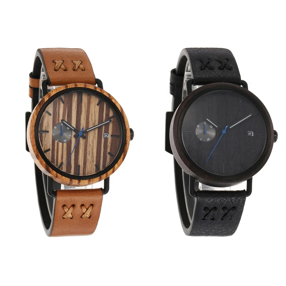 TJW Luxury Men's Quartz Watch 42mm Dial Crazy Horse Leather Strap 20mm Band Width Miyota Movement Pointer 3Bar Business Fashion