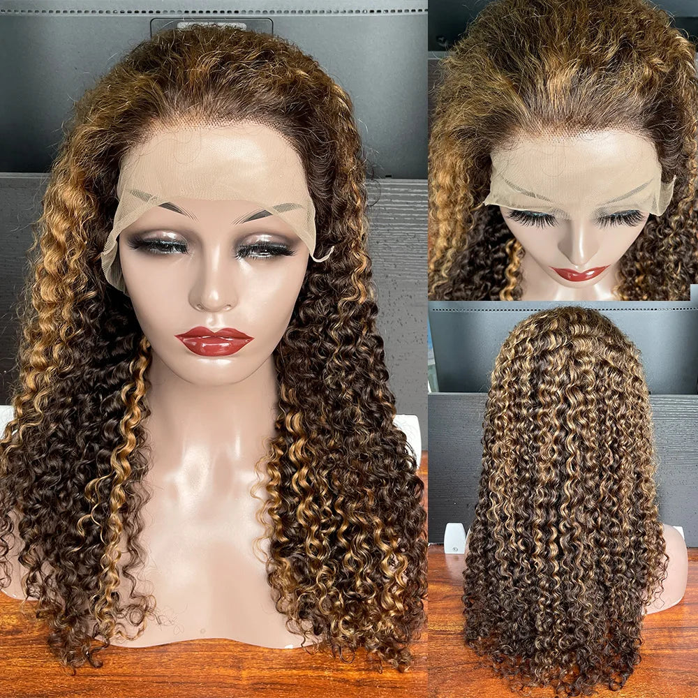 Wholesale Pre Plucked Curly Lace Frontal Human Hair Wigsperuvian Hair Ombre Deep Wave High Light Lace Front Wig