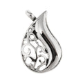 Flower Tear Drop Christian Cremation Locket Necklace Silver Plated Stainless Steel Water Drop Memorial Pendant Keepsake Jewelry