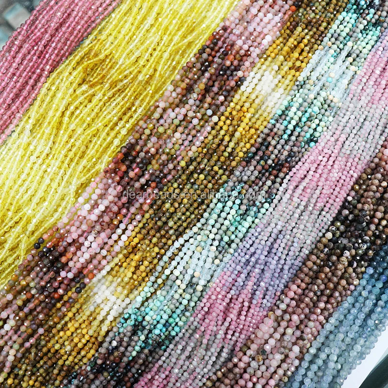 Natural Micro Faceted Gradient Gemstone Beads Turquoise Kyanite Rhodonite Bead for Jewelry Making 2mm 3mm 4mm 38cm Strand
