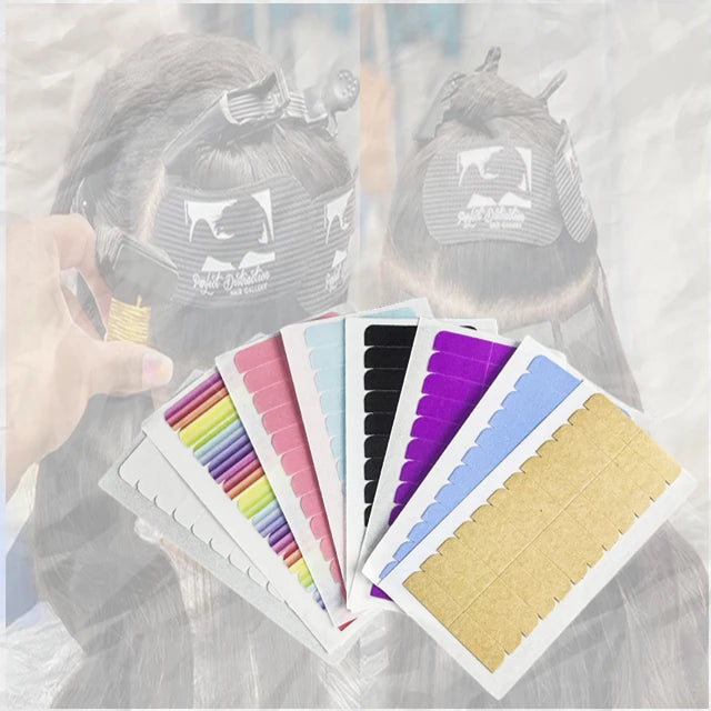 Pre-Cut Extra Strong 0.8*4 cm Clear Double Sided Replacement Tape for Hair Extensions No Residue Polyester Material with Tabs