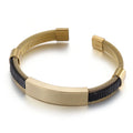 KALEN Custom LOGO 18K Gold Plated Personality Open Cuff Wire Bangles Men Stainless Steel Jewelry Bangle