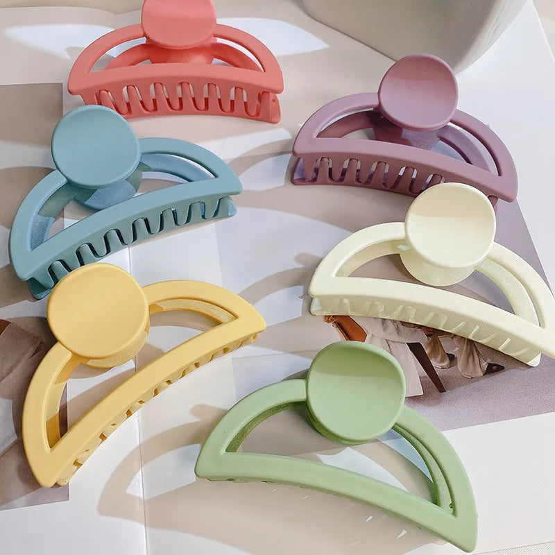 New Candy Colored Simple Frosted Grab Ponytail Clip Simple Bath Back Head Hair Clip Headwear Acrylic Hair Claw