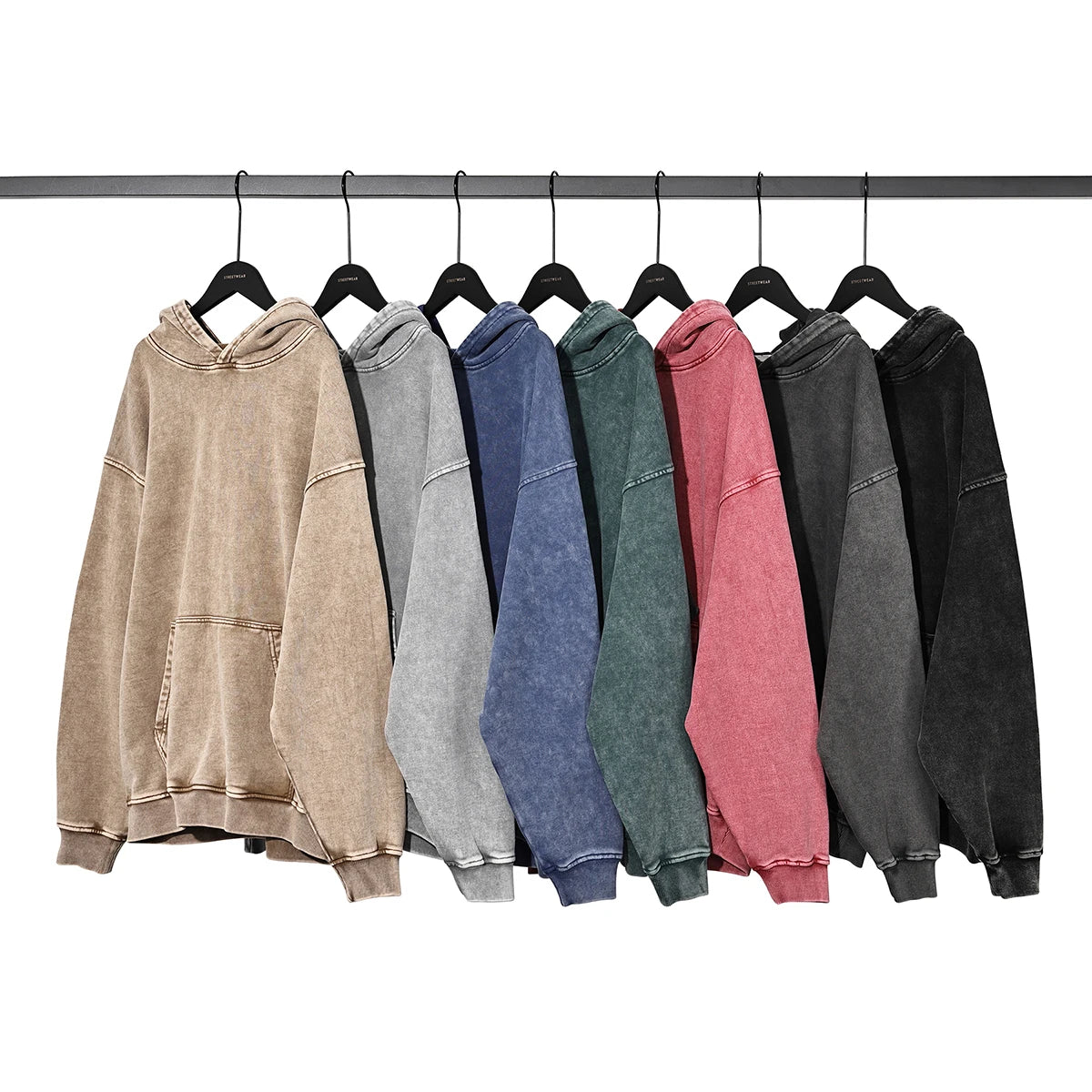 Heavyweight French Terry Hoodies Oversized Pullover Sun Faded  Distressed Hoodies Unisex Vintage 100% Cotton Acid Wash Hoodies