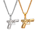 Street Dance 316L Stainless Steel Hand Gun Pendant Chain Rose Gun Necklace Hiphop Men Jewelry 18k Gold Gang Gun Necklace Jewelry