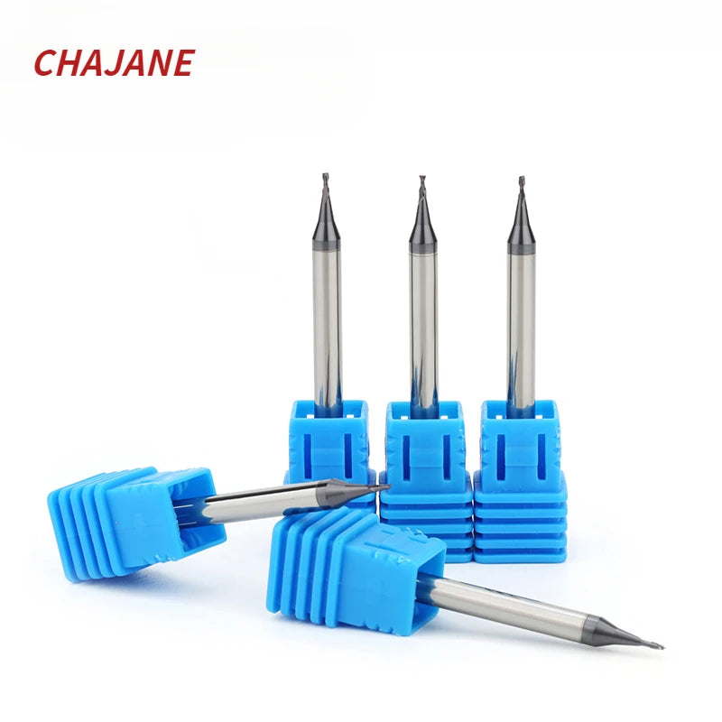 HRC55 Micro Tungsten Carbide End Mill 4mm Shank - High Precision 2-Flute TiN Coated Mini Milling Cutter for Micro CNC Machining