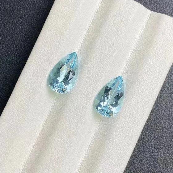 Pear Shape 4x3mm ~ 8x6mm AAA Medium Color Good Quality Capped Charm Gemstone Jewelry Birthstone  Natural Aquamarine
