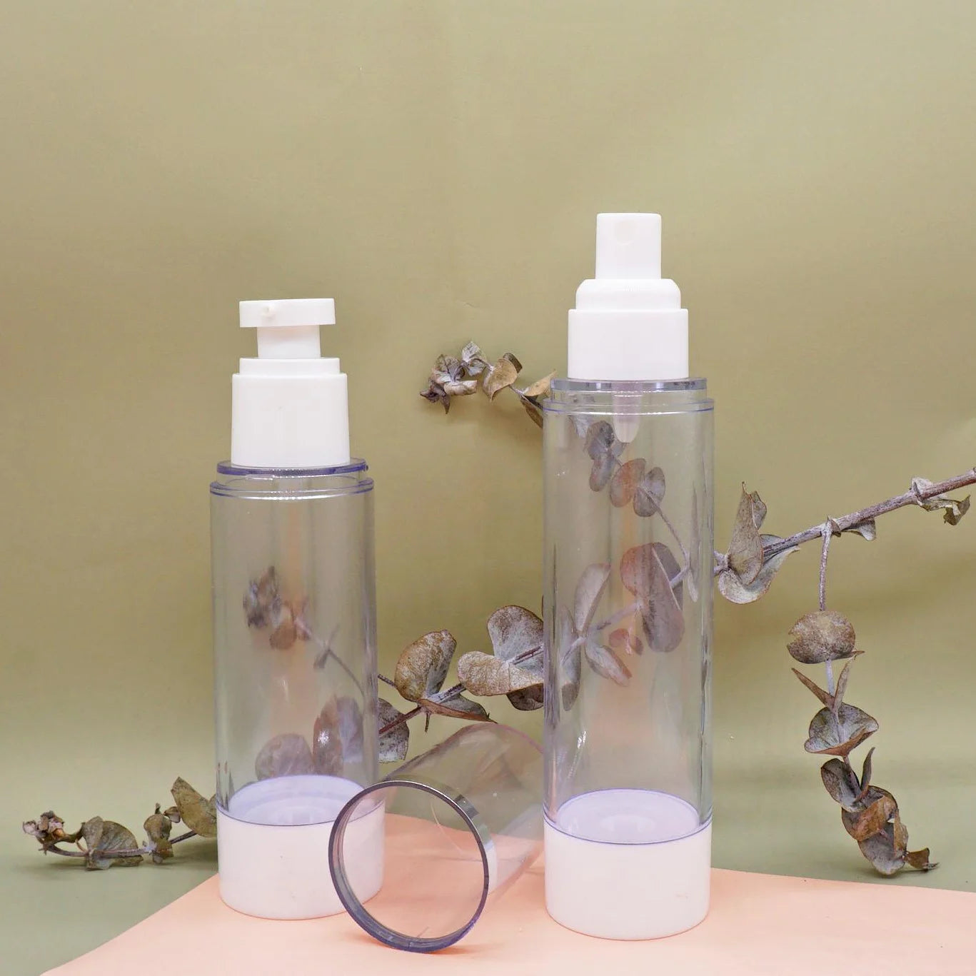 Luxury PET Transparent Round 100ml 150ml Airless Pump Bottle