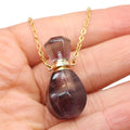 Hongzhuo Wholesale essential oil stone bottle pendant necklace natural stone jewelry purple fluorite perfume bottle pendant