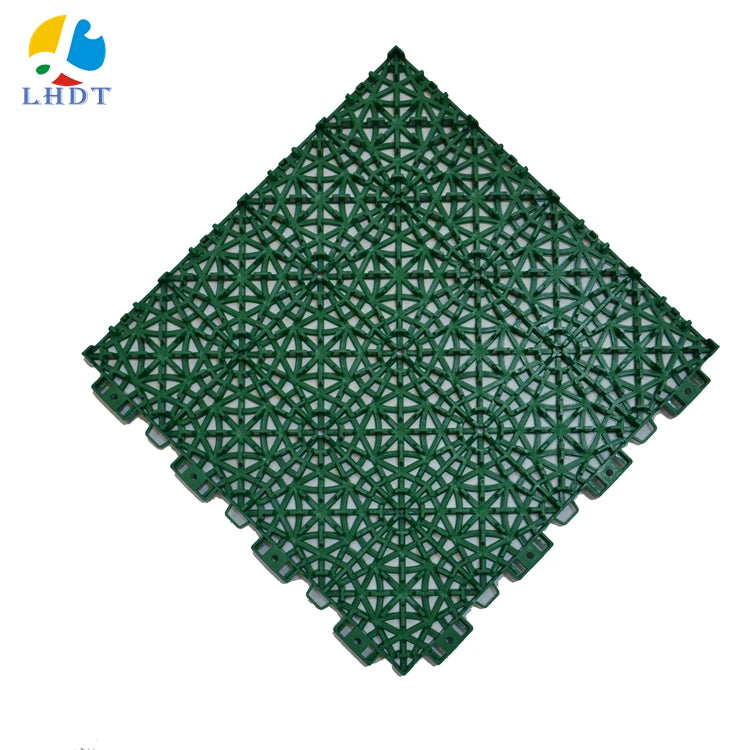 Green Interlocking Plastic Flooring Tiles for Indoor/Outdoor Sports-Basketball Tennis Badminton Made of Durable PP Material