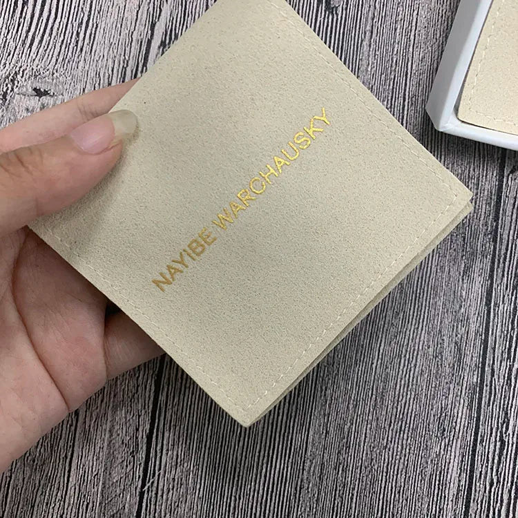 Custom Logo Microfiber Jewelry Packaging  Pouch with Drawer Box Beige