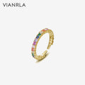 925 Sterling Silver Minimalism Colored Zircon Ring Open Adjustable Ring for Women Jewelry Gifts Dropshipping Wholesale