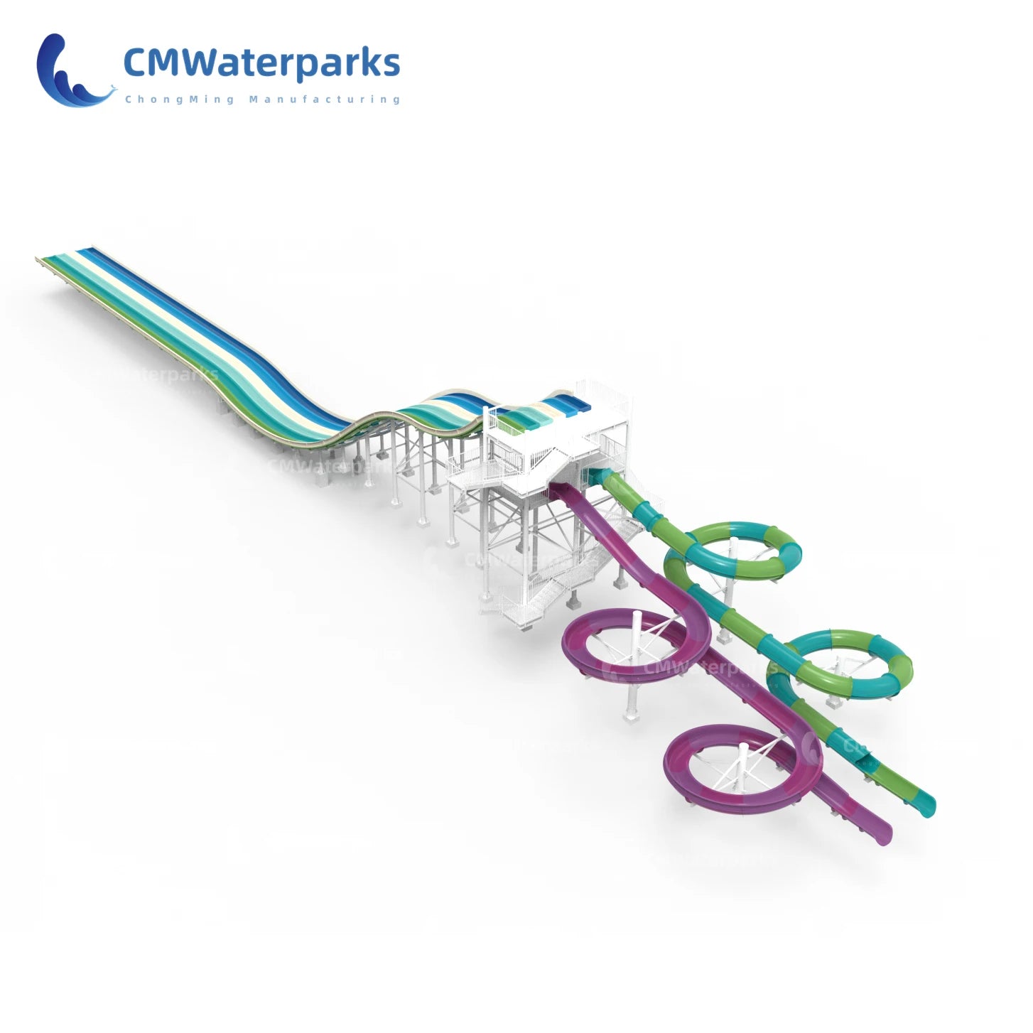 Quality Combination Curve  Slides And  30Ft Lane Race Fiberglass Water Slide