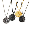 Wholesale Vintage Stainless Steel Viking Wolf Head Pendant Necklace Fashionable Hip-hop 18K Gold-Plated Box for Men Trendy