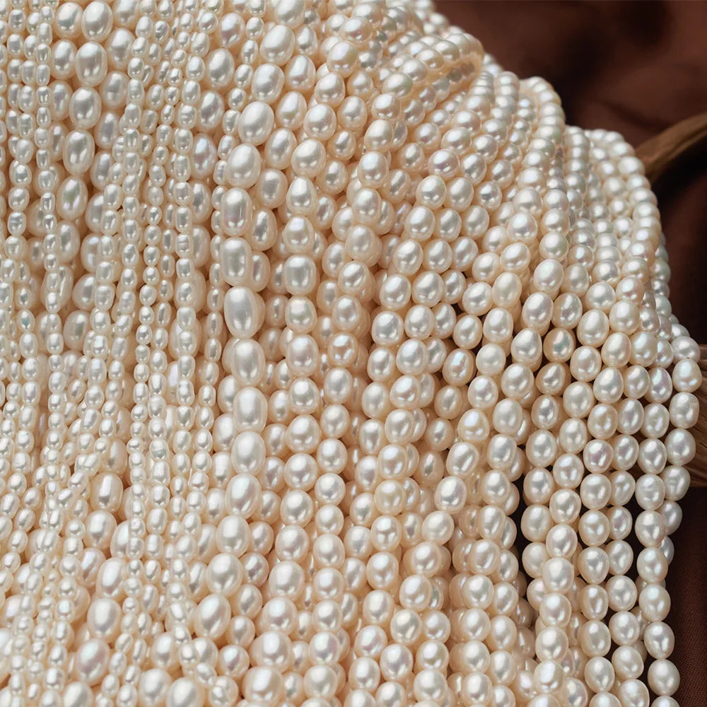 Wholesale Natural Pearls 3A 4A Grade Rice Shaped Loose Pearl Strands 2-10mm for High-end Jewelry Making