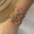 Luxury Heart Zircon Evil Eye Charm Cuff Bracelet Thin Chain Stainless Steel Bracelet for Women