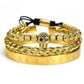 Fashion Skull Stainless Steel Beaded Bracelet Roman Letter Braided Open Mesh Bracelet Jewelry