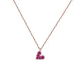 Isunni Dainty Small Red Heart Necklace S925 Sterling Silver with Cubic Zirconia for Wedding and Party Valentine's Day Gift
