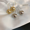 2022 Trendy High Polished Ball Hook Earrings Statement Gold Plated Round Bead Earrings