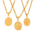 Wholesale Hypoallergenic Stainless Steel 18K Gold Plated Filled Flower Oval Pendant Necklace for Women Friendship Gift