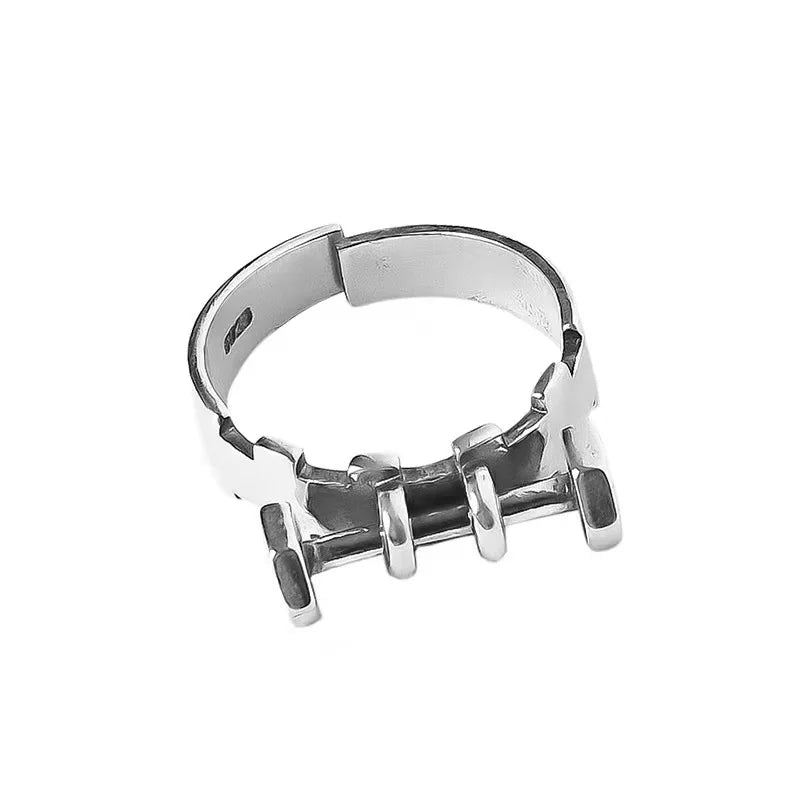 Vintage Thai Silver Exquisite Dumbbell Ring Men's and Women's Jewelry Feng Shui Amulet Wealth Ring Lucky Open Adjustable Ring